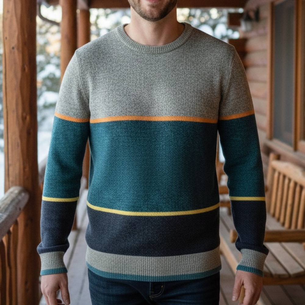 O’Hanlon Mills Striped Lambswool Blend Sweater Med Earth Tones Urban‎ Outfitters